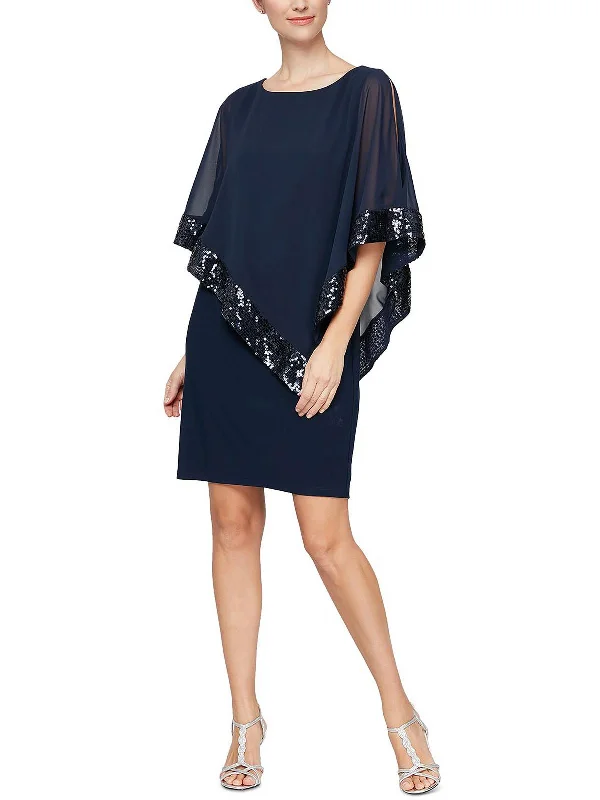 Womens Chiffon Embellished Cocktail and Party Dress