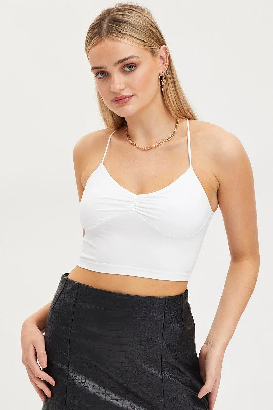 White Singlet Crop Top Seamless