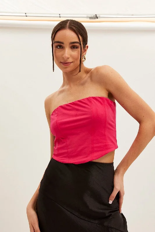 Pink Corset Bandeau Crop Top