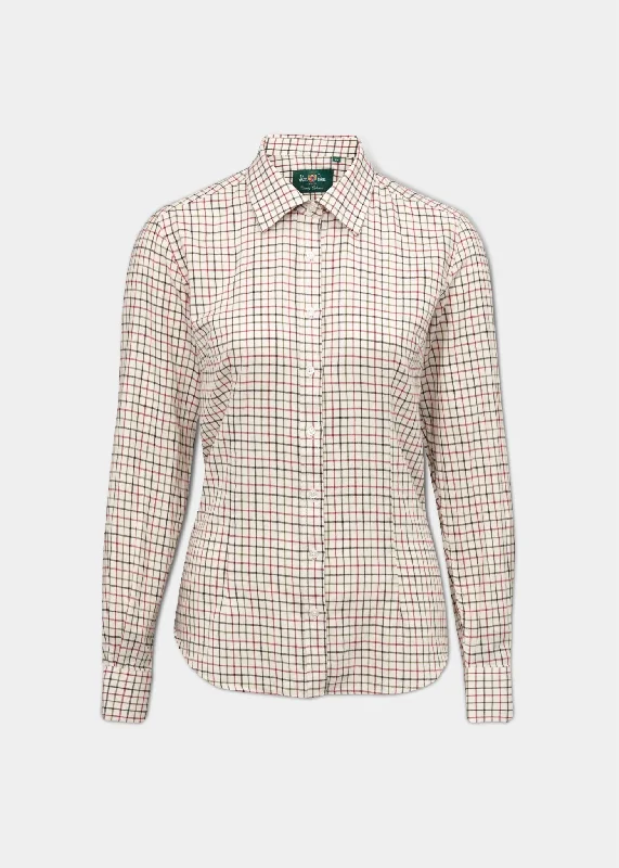 Bromford Ladies Cotton Shirt In Red Check - Regular Fit