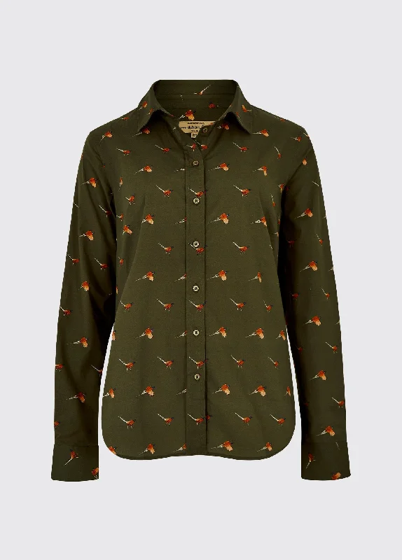 Calamint Women's Pheasant Print Shirt - Olive