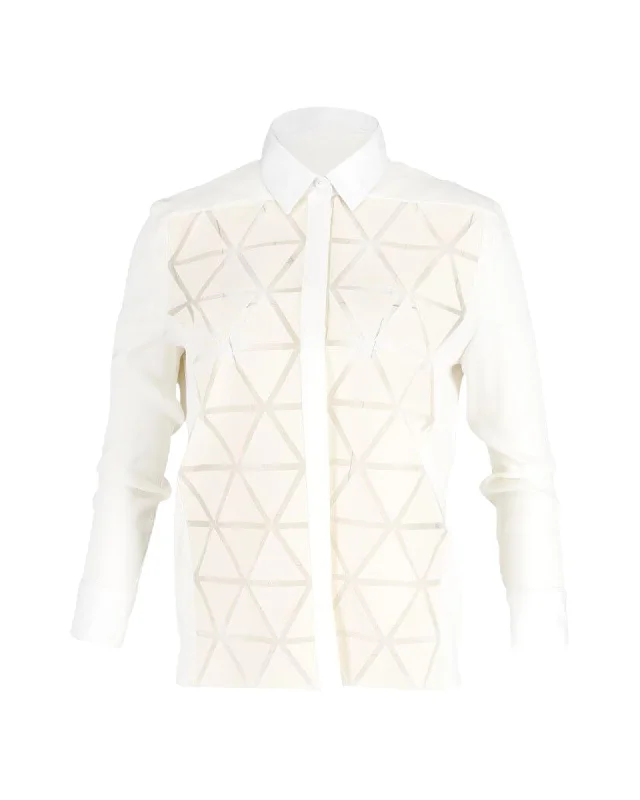 Geometric Button-Up Shirt in Cream Cotton by Victoria Beckham