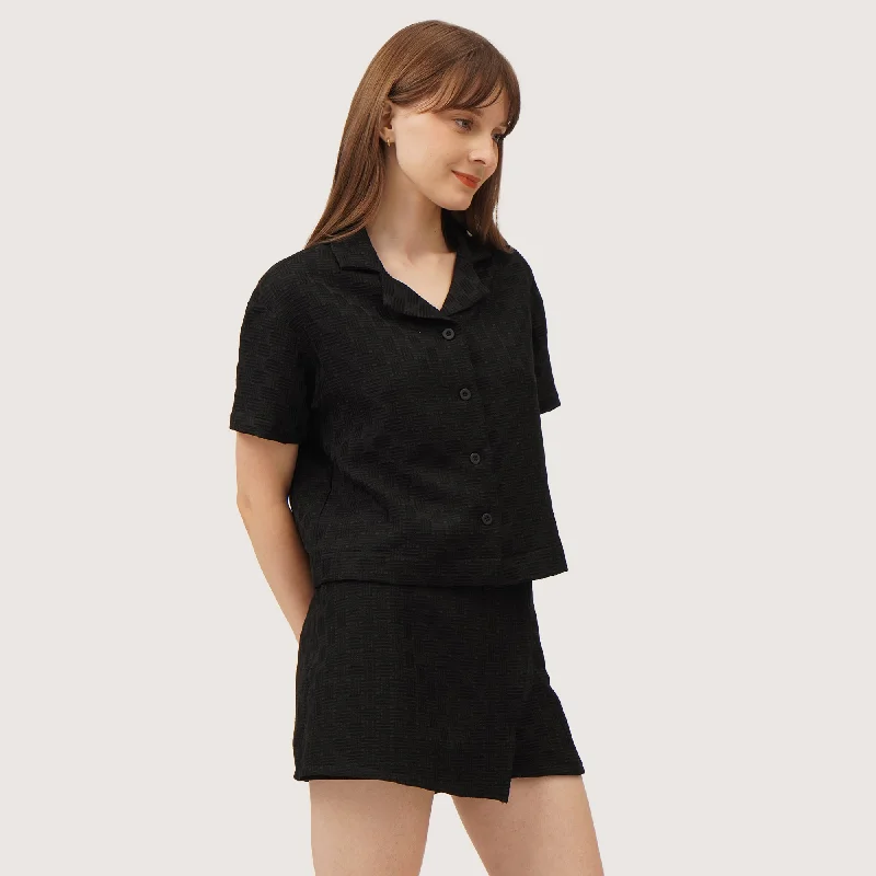 Textured Relaxed Short Sleeve Shirt