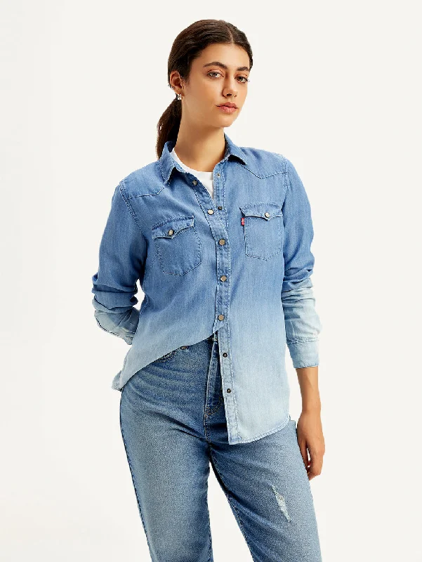 Women's Solid Regular Fit Denim Shirt